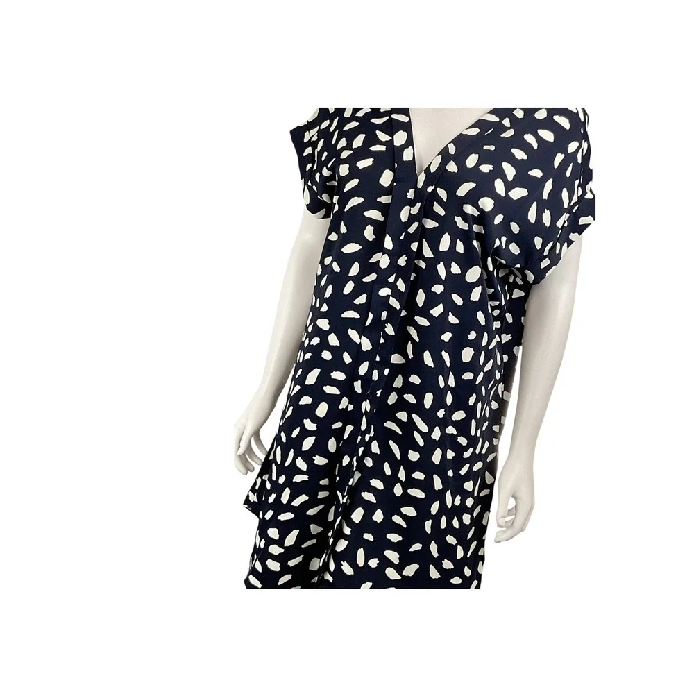 Abstract Dalmatian Print‎ Dress V-Neck Short Sleeve Casual Mini Dress